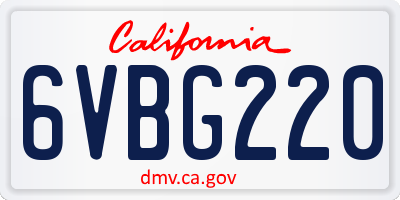 CA license plate 6VBG220