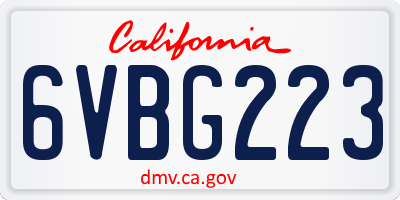 CA license plate 6VBG223
