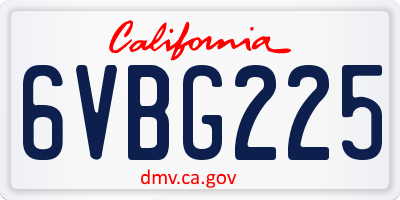 CA license plate 6VBG225