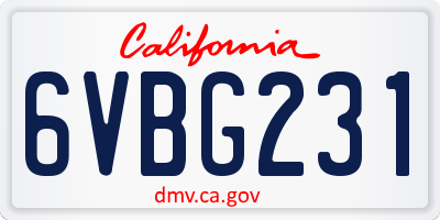 CA license plate 6VBG231