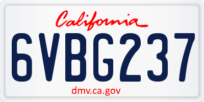 CA license plate 6VBG237
