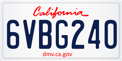 CA license plate 6VBG240