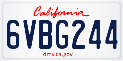 CA license plate 6VBG244