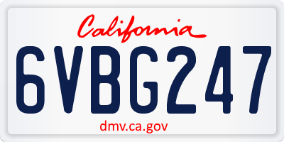CA license plate 6VBG247