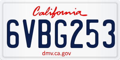 CA license plate 6VBG253