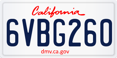 CA license plate 6VBG260
