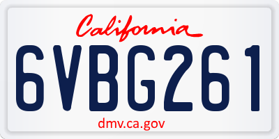 CA license plate 6VBG261