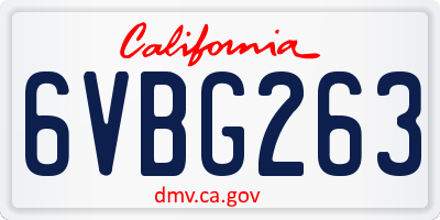 CA license plate 6VBG263