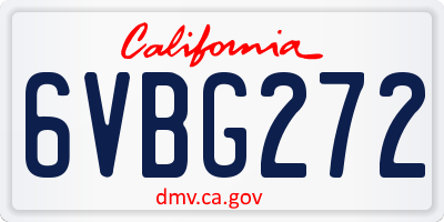 CA license plate 6VBG272