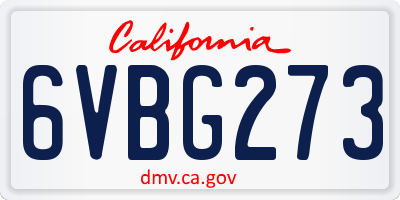 CA license plate 6VBG273