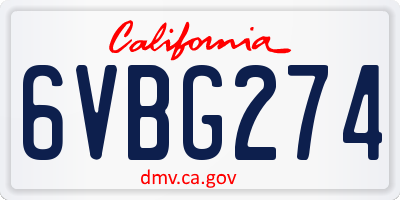 CA license plate 6VBG274