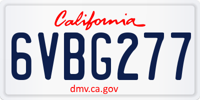CA license plate 6VBG277