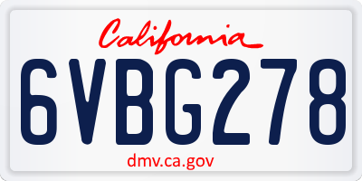 CA license plate 6VBG278