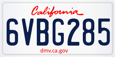 CA license plate 6VBG285