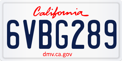 CA license plate 6VBG289