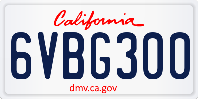 CA license plate 6VBG300