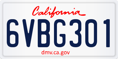 CA license plate 6VBG301