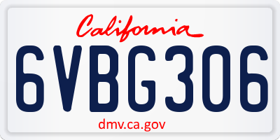 CA license plate 6VBG306