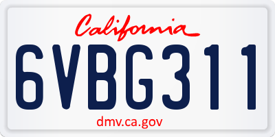 CA license plate 6VBG311