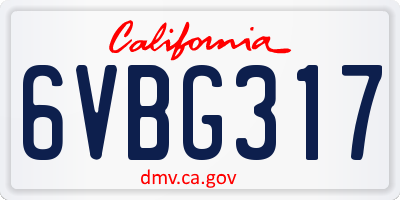 CA license plate 6VBG317