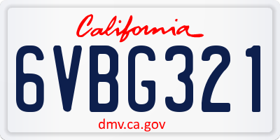 CA license plate 6VBG321