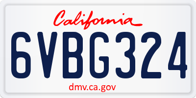 CA license plate 6VBG324