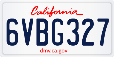CA license plate 6VBG327