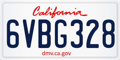 CA license plate 6VBG328