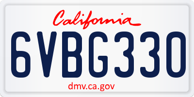 CA license plate 6VBG330