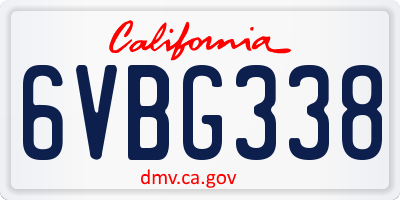 CA license plate 6VBG338
