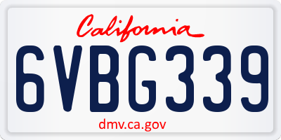 CA license plate 6VBG339