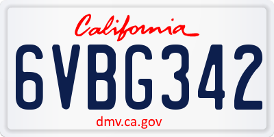 CA license plate 6VBG342