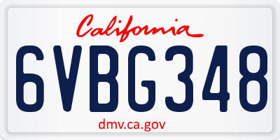 CA license plate 6VBG348