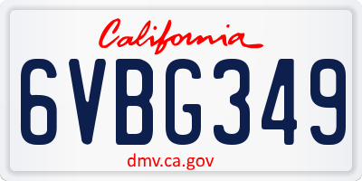 CA license plate 6VBG349