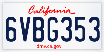 CA license plate 6VBG353