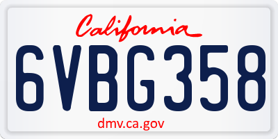 CA license plate 6VBG358