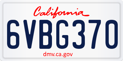 CA license plate 6VBG370