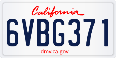 CA license plate 6VBG371