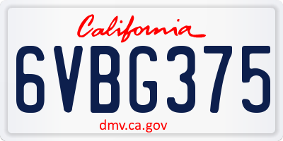 CA license plate 6VBG375