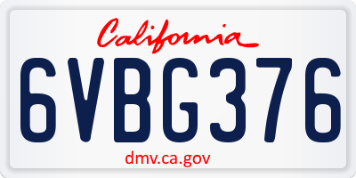 CA license plate 6VBG376