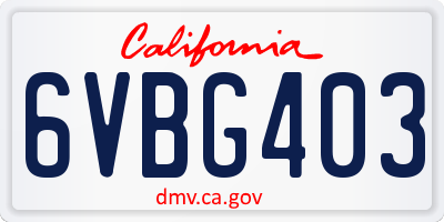 CA license plate 6VBG403