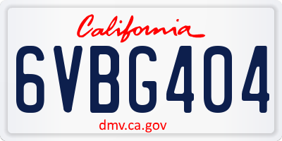 CA license plate 6VBG404