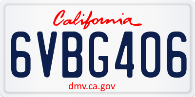 CA license plate 6VBG406