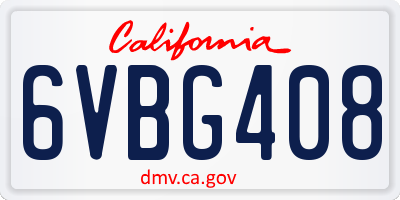 CA license plate 6VBG408