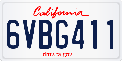 CA license plate 6VBG411