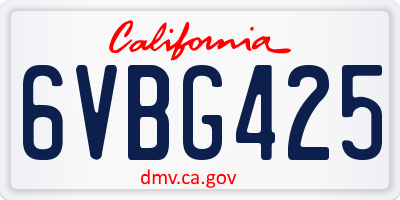 CA license plate 6VBG425