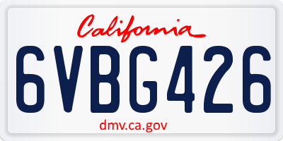 CA license plate 6VBG426