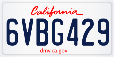 CA license plate 6VBG429