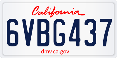 CA license plate 6VBG437