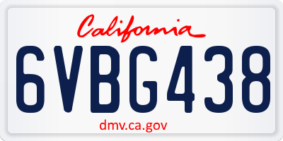 CA license plate 6VBG438